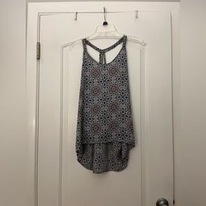 Paper Crane Blue Patterned Strappy Racerback Tank Top